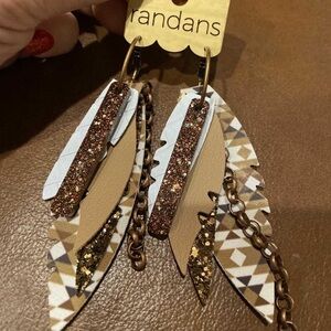 New! Randans  Earrings with Glitter & Aztec Accents